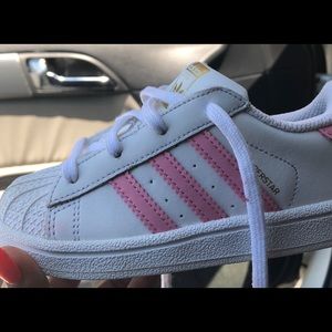 Toddler Size 9 Pink N White Superstar Adidas